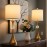 26'' Golden Metal Table Lamp Set of 2 with Crystal Accents | USB Ports, 3-Way Dimmable Light, Modern Brushed End for Bedroom, Living Room or Entryway