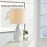 Modern Minimalist Coastal Ceramic Table Lamp, Single Light Blue Geometric Bedside Lamp With Crystal Base, 23 Inches End Table Lamp With White Fabric Shade For Bedroom, Living Room, Study, Office
