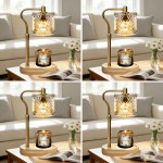 Adjustable Height Modern Wax Warmer Lamp with Wooden Base -Dimmable Brightness & Timer Function, Premium Material Ambient Lighting, Romantic Home Decor Gift for Bedroom Living Room (Bulb Not Included)