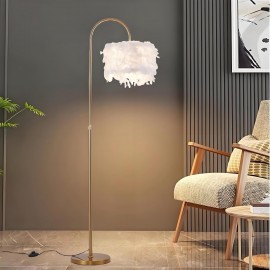 Modern Feather Floor Lamp with Dimmable LED, Elegant Arc Design for Living Room Bedroom Lighting