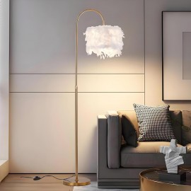 Modern Feather Floor Lamp with Dimmable LED, Elegant Arc Design for Living Room Bedroom Lighting