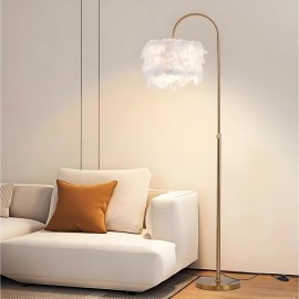 Modern Feather Floor Lamp with Dimmable LED, Elegant Arc Design for Living Room Bedroom Lighting
