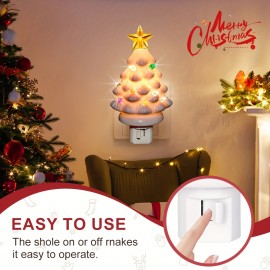 et of 2 Christmas Tree Night Lights for The Holidays, Designed for Wall Mounting And Featuring a 120V American Plug, Perfect for Illuminating Bedrooms, Hallways, Staircases, And Enhancing Christmas Decor Indoors