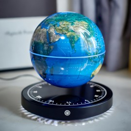 Magnetic Levitating Earth Floating Blue Planet Lamp RGB LED 360°Rotating With Illuminating Clock Base Stylish Desk Night Light For Home Office Decor, Unique Gift For Men, Boyfriends, Table Lamp