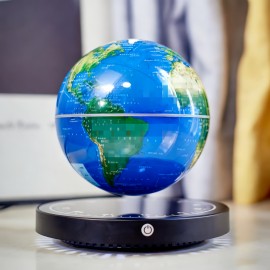 Magnetic Levitating Earth Floating Blue Planet Lamp RGB LED 360°Rotating With Illuminating Clock Base Stylish Desk Night Light For Home Office Decor, Unique Gift For Men, Boyfriends, Table Lamp
