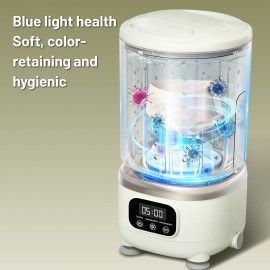 3-in-1 Portable Washing Machine with Spin Basket- Rechargeable Compact Washing Machine, 3 Modes(quick Wash//rotation), 3000mAh Battery and USB Power Supply, LED Display, Suitable for Bras, Underwear, Socks, Delicate Items-(white/purple)