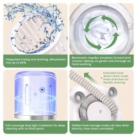 2-liter Lingerie Washing Machine with Drain Basket, 3000mAh, Fully Automatic Portable Mini Washing Machine with Strong Light Deep Cleaning And Spin Dryer. Suitable for Lingerie, Socks, Baby Clothes, And Can Be Used In Travel, Dormitories, RVs, Etc.