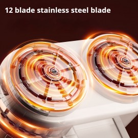 Double-Headed Lint Remover with 12 Stainless Steel Blades, Integrated Vacuum Shaving Design, Three-Speed Modes, Easily Removes Stubborn Lint Without Damaging Clothes, 1200 Mah Battery, Suitable for Clothing, Scarves, Fabric Sofas, And Bedding