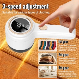 Electric Lint Remover USB Portable Fabric Shaver Multi-Functional Lint Trimmer, 3 Adjustable Gears, Clothes and Socks Lint Remover, Efficient Lint Removal Without Damaging Clothes, Handheld Lightweight and Easy to Use, Long-Lasting Battery for Home
