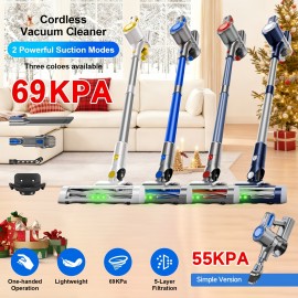 55-69 KPA Corded/Cordless Vacuum Cleaner with Upgraded Green LED, Anti-tangle Brush, Removable Battery, Multiple Suction Levels, Up to 45 Minutes Of Battery Life, Women's Car Accessories, Vacuum Cleaner for Carpets, Pet Hair, And Hardwood Floors