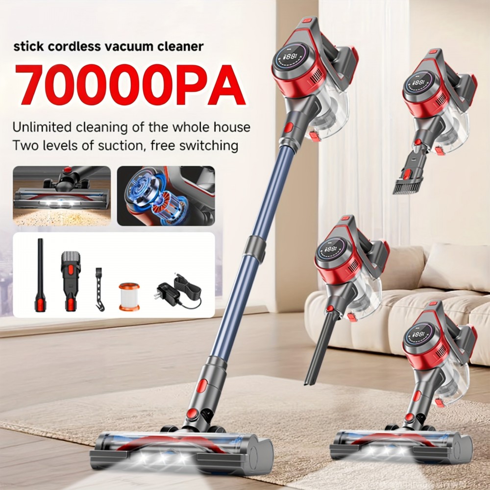 Cord and Cordless Vacuum Cleaner for Home, MAX 70Kpa Stick Vacuums Lightweight, some have with Detachable Battery Display, Max 45Mins Runtime, 8in 1 Handheld Vacuum for Hardfloor & Carpets Pet Hair