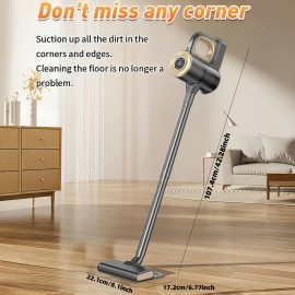 8000Pa Suction Cordless Vacuum Cleaner, 4-in-1 Handheld Vacuum with LED Display, Brushless Motor, Wet & Dry Vacuum Mop, Anti-Tangle Pet Hair, 3 Modes - Suitable for Home, Car, Carpet & Pet Hair Cleaning, Easy to Operate & Store, Household Cleaning