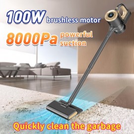 8000Pa Suction Cordless Vacuum Cleaner, 4-in-1 Handheld Vacuum with LED Display, Brushless Motor, Wet & Dry Vacuum Mop, Anti-Tangle Pet Hair, 3 Modes - Suitable for Home, Car, Carpet & Pet Hair Cleaning, Easy to Operate & Store, Household Cleaning