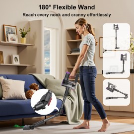 Handheld Vacuum Cleaners for Home Cordless, 180° Foldable Tube, 46Kpa Powerful Stick Vacuum, LED Touchscreen&Self-standing, 50.72oz Dust Cup, Detachable Battery, 8-In-1 Rechargeable Wireless Vacuum for Hardwood Floor Carpet Pet Hair
