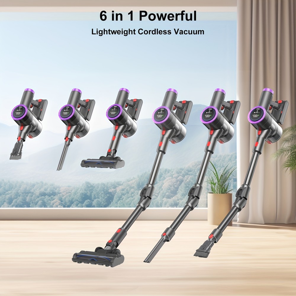 Handheld Vacuum Cleaners for Home Cordless, 180° Foldable Tube, 46Kpa Powerful Stick Vacuum, LED Touchscreen&Self-standing, 50.72oz Dust Cup, Detachable Battery, 8-In-1 Rechargeable Wireless Vacuum for Hardwood Floor Carpet Pet Hair