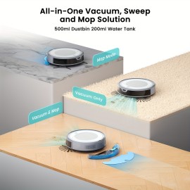 Lefant M310U Robot Vacuum and Mop Combo, 6500Pa Strong Suction, Ultra-Slim Smart Mapping, 190° Obstacle Avoidance, Alexa/WiFi/App Control, 170 Min Runtime, 2-in-1 Sweeper/Mower, Quiet 56dB, Global Voltage (110-240V)