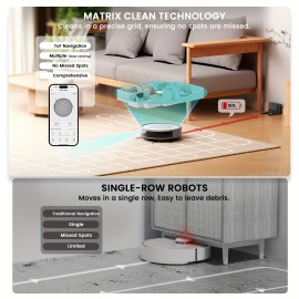 Lefant M310U Robot Vacuum and Mop Combo, 6500Pa Strong Suction, Ultra-Slim Smart Mapping, 190° Obstacle Avoidance, Alexa/WiFi/App Control, 170 Min Runtime, 2-in-1 Sweeper/Mower, Quiet 56dB, Global Voltage (110-240V)