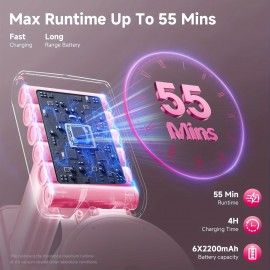 55-59Kpa Cordless Vacuum Cleaner for Home, Car, Hardwood Floor, Carpet, and Pet Hair | Anti-hair Entanglement, Dust Filtration, Lightweight One-handed Handheld, 55-Minute Running Time, Electric LED Brush, ABS Body, Wireless