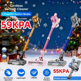 55-59Kpa Cordless Vacuum Cleaner for Home, Car, Hardwood Floor, Carpet, and Pet Hair | Anti-hair Entanglement, Dust Filtration, Lightweight One-handed Handheld, 55-Minute Running Time, Electric LED Brush, ABS Body, Wireless