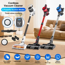 High-Suction Cordless Vacuum Cleaner with 38Kpa Power, 45 Minutes of Runtime, Cleaning Tools, Tangle-Free Design for Home Use, And an 8-In-1 Handheld Option Suitable for Both Hard Floors And Carpets