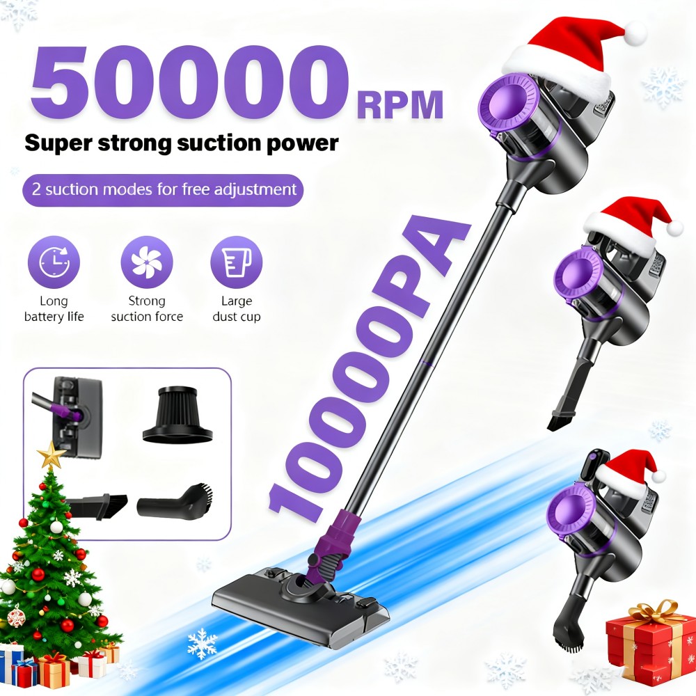 4-in-1 Handheld Stick Vacuum Cleaner, Ultra-Lightweight Cordless Handheld Vacuum - 10000 Pa Strong Suction, 50000 RPM High-Speed Motor, 43.96oz Large Dust Cup, Multiple Modes (Vacuuming, Mopping, Sweeping). Suitable for Home, Carpets, Pet Hair