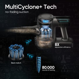 [Stick Vacuum Cleaner] Cordless Vacuum with LED Display, 32Kpa Stick Vacuum Cleaner Cordless with Anti-Tangle Brush, Suction for Pet Hair, Carpet And Hard Floor TD1 Mate