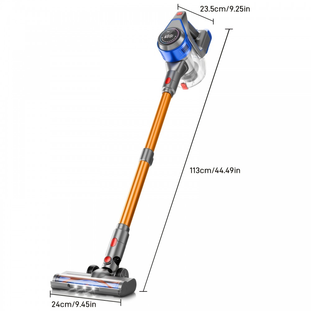 Cordless Stick Vacuum Cleaner - Rechargeable, 66Kpa Powerful Vacuums with Removable Battery Display, Max 45Mins Runtime, 8in 1 Handheld Vacuum for Hardfloor & Carpets Pet Hair