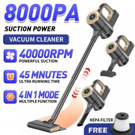 Golden 8000PA Vacuum Cleaner with Powerful Brushless Motor, Multifunctional Home Cleaning Device, Electric Cleaning Brush, Supports USB Charging, 4-In-1 Wet And Dry Professional Vacuum Cleaner, Visible Dust Cup