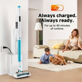 Cordless Stick Vacuum with Auto Empty System & HEPA Filter - Lightweight Portable Handheld/Corded & Hardfloor Sweeper, 40min Runtime, One-Touch Empty Dust Canister, 18KPa Strong Suction for Pet Hair, Compatible with Plug (120V)