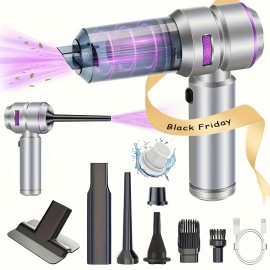 Portable cordless vacuum cleaner, high-power mini vacuum, 4-in-1 compressor blower pump handheld, suitable for cars, home, office, camping, computer keyboard and laptop cleaning, with an extra washable filter included