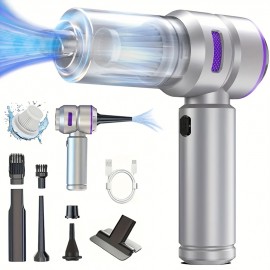 Portable cordless vacuum cleaner, high-power mini vacuum, 4-in-1 compressor blower pump handheld, suitable for cars, home, office, camping, computer keyboard and laptop cleaning, with an extra washable filter included