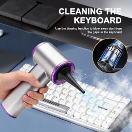 Handheld Portable Vacuum Cleaner | Stylish and Durable, with Multiple Attachments and LED Light, Suitable for Home, Car Seats, and Pet Hair Cleaning, USB Charging, ABS Resin Material