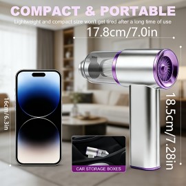 Handheld Portable Vacuum Cleaner | Stylish and Durable, with Multiple Attachments and LED Light, Suitable for Home, Car Seats, and Pet Hair Cleaning, USB Charging, ABS Resin Material