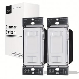 MOES Black Dimmer Light Switch, 3 Way & Single Pole Dimmable for LED, CFL, Incandescent, Halogen, 600Watt Max, ON/Off with Dimming Slide for Bedroom Hallway, No Neutral Wire Required Without A Panel