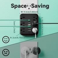 Wall Charger with 6 Outlets & 6 USB Ports (4 USB-A + 2 USB-C) Surge Protector Power Strip, Multi Plug Adapter with Spaced Design, Compact and Travel-Friendly for Home, Travel, and Office