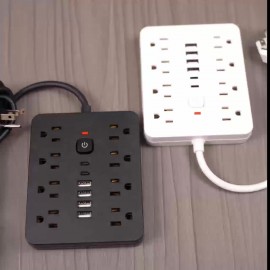 14-In-1 Ultra Slim Power Strip with 8 Sockets And 6 USB Ports (Including 2 USB-C), Desktop Charging Hub Featuring Surge Protection, Perfect for Use on Cruise Ships, in Dormitories, And As Travel Necessities.